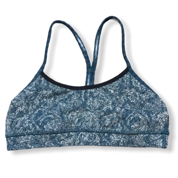 Lululemon Flow Y Bra Rose Herringbone Black - Picture 1 of 6